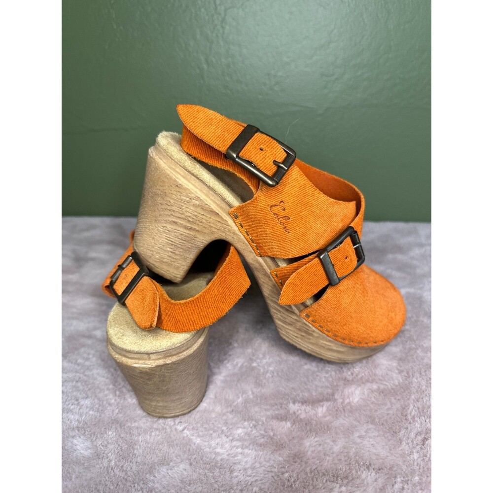 Calou Astrid orange suede clogs size 38 EU / 7.5 US Made in Italy - Picture 3 of 5